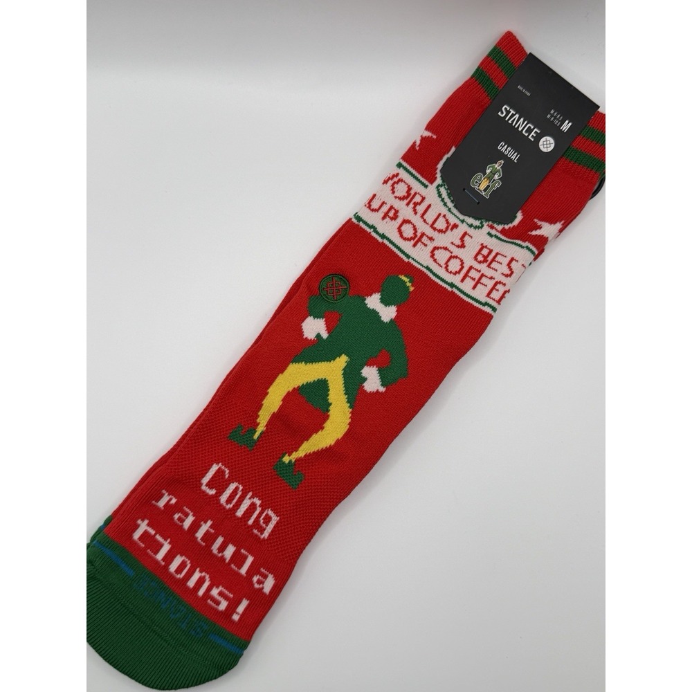 Stance‎ Worlds Best Elf Christmas Crew Socks Red A555D25WOR Medium NWT